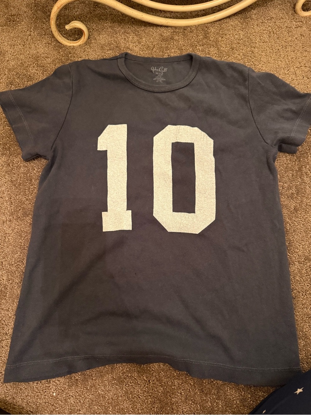 Brandy Melville Navy Short Sleeve Tee with White '10' Graphic
